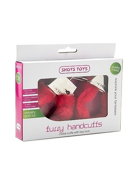 Kajdanki erotyczne Furry Handcuffs - Red - Kajdanki erotyczne - 2