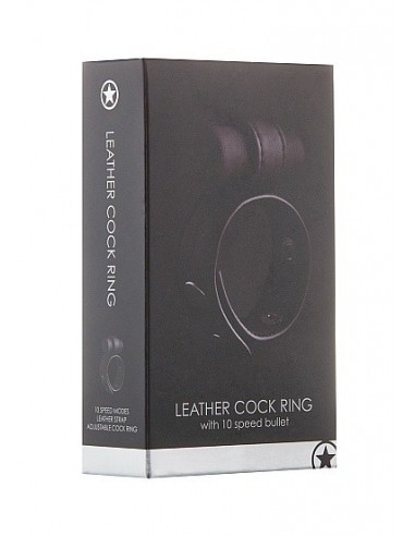Pierścien erekcyjny wibrujący Leather Cock Ring - Czarny - Pierścienie erekcyjne wibrujące - 2