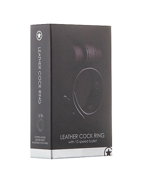 Pierścien erekcyjny wibrujący Leather Cock Ring - Czarny - Pierścienie erekcyjne wibrujące - 2