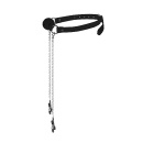 Knebel erotyczny Ball Gag with Nipple Clamps - Black - 1