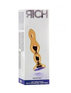 Złoty korek analny ze stymulacją - 4,8 Inch - Purple Sapphire - Korki analne stalowe - 1 2