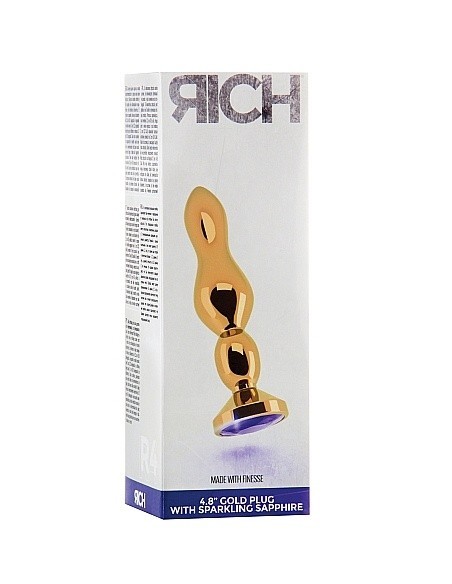 Złoty korek analny ze stymulacją - 4,8 Inch - Purple Sapphire - Korki analne stalowe - 2