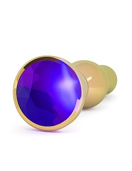 Złoty korek analny ze stymulacją - 4,8 Inch - Purple Sapphire - Korki analne stalowe - 3