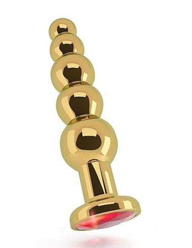 Złoty korek analny ze stymulacją - 4,9 Inch - Red Sapphire - Korki analne stalowe - 1