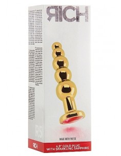 Złoty korek analny ze stymulacją - 4,9 Inch - Red Sapphire - Korki analne stalowe - 1 2