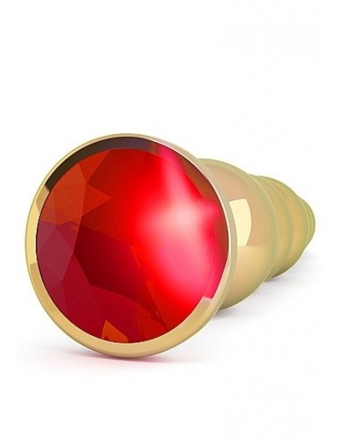 Złoty korek analny ze stymulacją - 4,9 Inch - Red Sapphire - Korki analne stalowe - 3