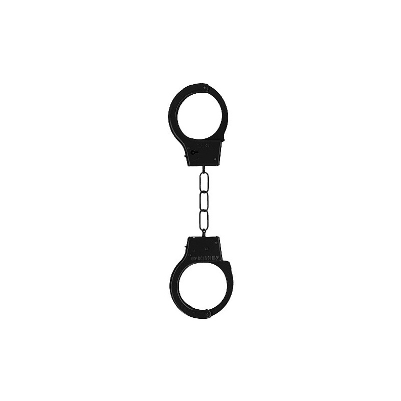Kajdanki metalowe Metal Handcuffs Black z zamkiem i awaryjnym przyciskiem szybkiego uwolnienia, opak. 9,50 x 11,60 x 2 cm - 1