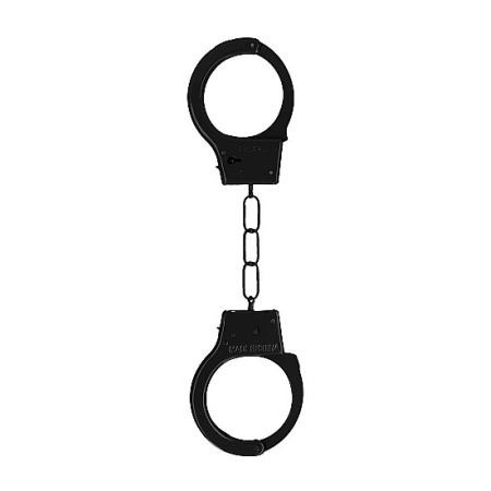 Kajdanki metalowe Metal Handcuffs Black z zamkiem i awaryjnym przyciskiem szybkiego uwolnienia, opak. 9,50 x 11,60 x 2 cm - 1