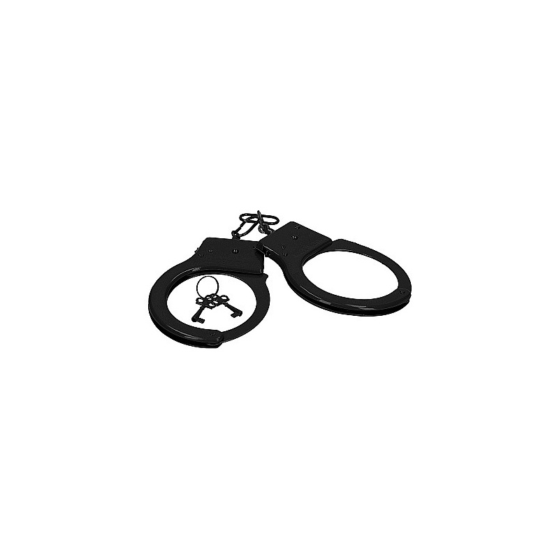 Kajdanki metalowe Metal Handcuffs Black z zamkiem i awaryjnym przyciskiem szybkiego uwolnienia, opak. 9,50 x 11,60 x 2 cm - 2