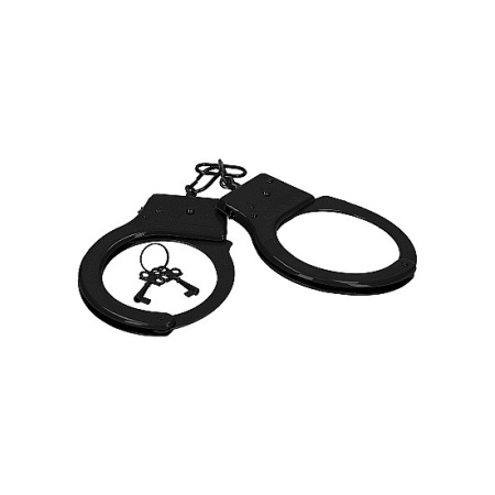 Kajdanki metalowe Metal Handcuffs Black z zamkiem i awaryjnym przyciskiem szybkiego uwolnienia, opak. 9,50 x 11,60 x 2 cm - 2
