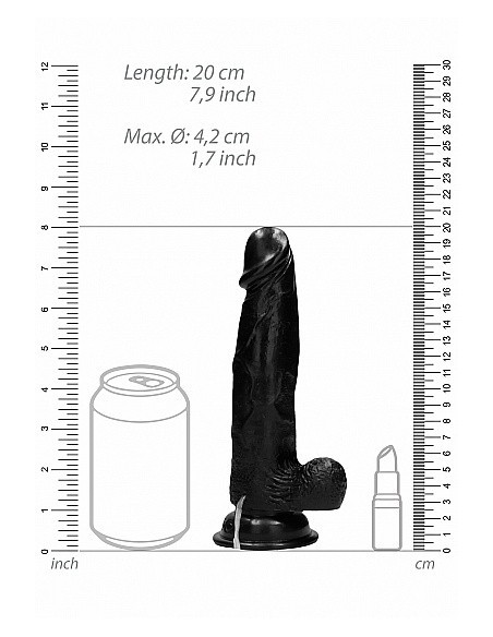 Realistyczny wibrator With Scrotum - Black 8'' - Wibratory Realistyczne - 8