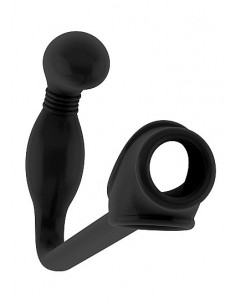 Korek analny zatyczka No.2 - Butt Plug with Cockring - Black - Korki analne silikonowe - 1