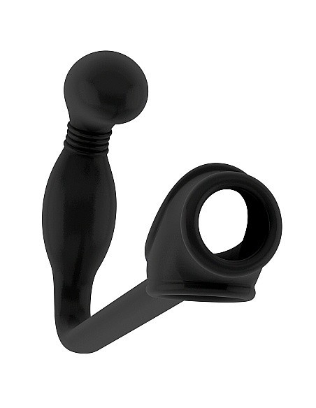 Korek analny zatyczka No.2 - Butt Plug with Cockring - Black - Korki analne silikonowe - 1