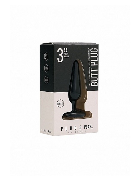 Korek analny zatyczka Butt Plug - Basic - 3 Inch - Black - Korki analne pozostałe - 2