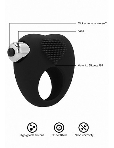 Pierścien erekcyjny wibrujący AUBIN Czarny - Pierścienie erekcyjne wibrujące - 9