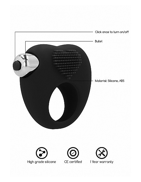 Pierścien erekcyjny wibrujący AUBIN Czarny - Pierścienie erekcyjne wibrujące - 9