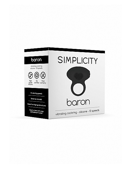 Pierścien erekcyjny wibrujący BARON Czarny - Pierścienie erekcyjne wibrujące - 2