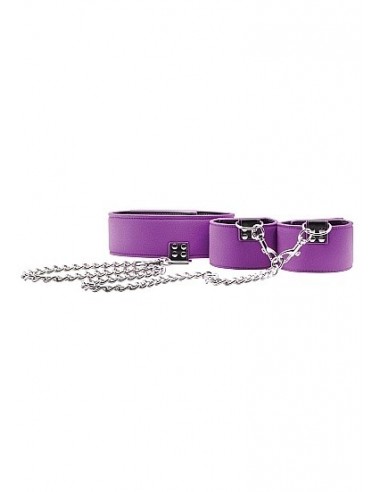 Kajdanki erotyczne Reversible Collar and Wrist Cuffs - Purple - Kajdanki erotyczne - 3