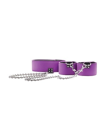 Kajdanki erotyczne Reversible Collar and Wrist Cuffs - Purple - Kajdanki erotyczne - 3