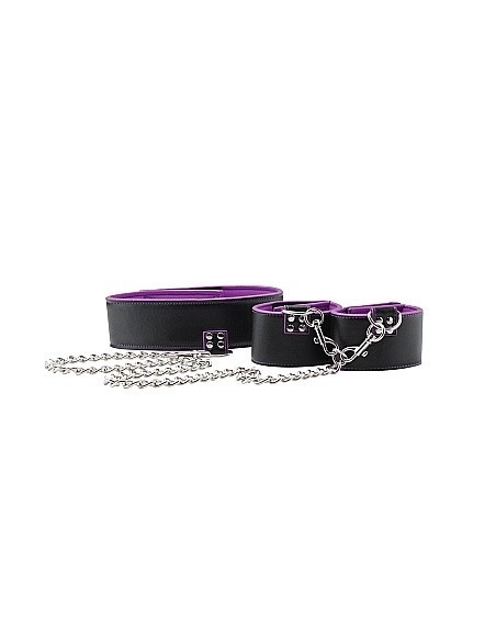 Kajdanki erotyczne Reversible Collar and Wrist Cuffs - Purple - Kajdanki erotyczne - 4