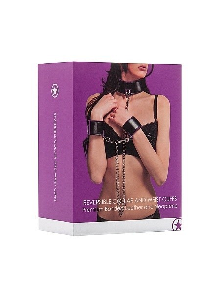 Kajdanki erotyczne Reversible Collar and Wrist Cuffs - Purple - Kajdanki erotyczne - 5