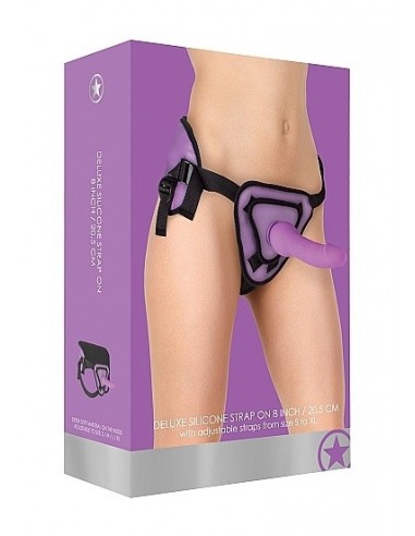 Dildo Na Pasku Deluxe Silicone Strap On - 8 Inch - Purple - Strap-ony, dilda na pasku bez wibracji - 5
