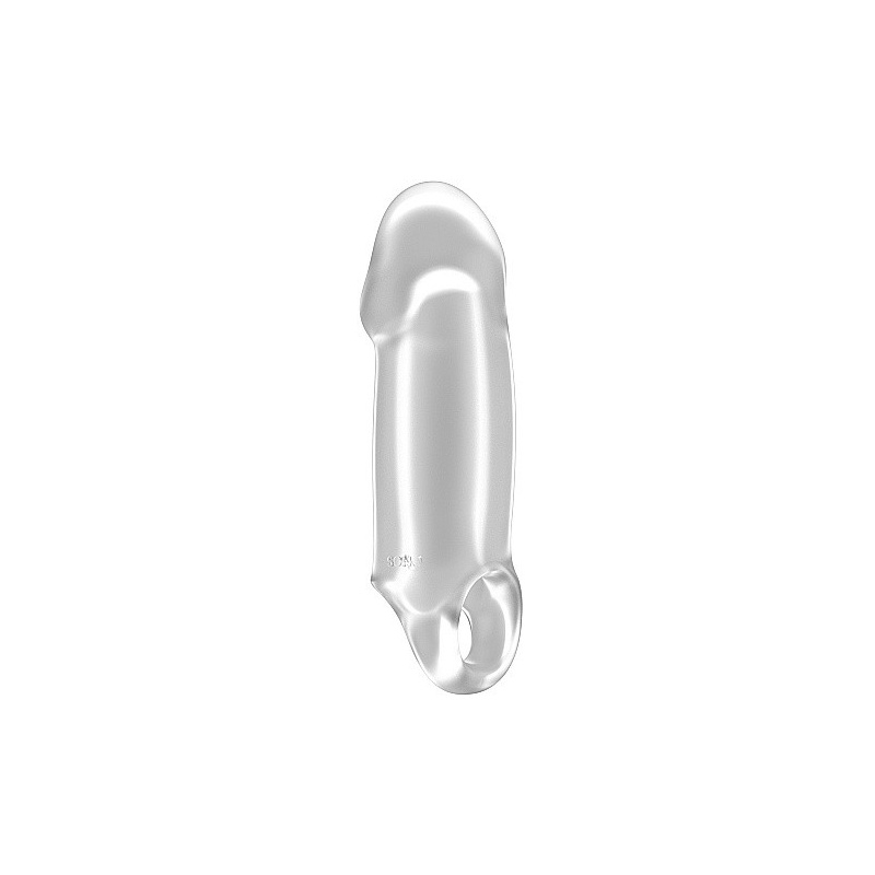 Przedłużka na penisa No.37 z miękkiego TPE - pas na jądra, +2,5 cm długości, +1 cm obwodu, 15,2 cm - 1