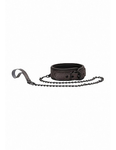 Obroża ze smyczą do seksu Ouch - Elegant Collar with Leash - Titanium Grey - Chokery, obroże i smycze - 1