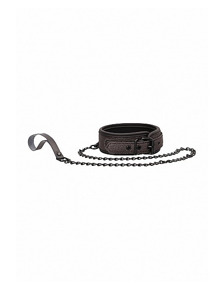Obroża ze smyczą do seksu Ouch - Elegant Collar with Leash - Titanium Grey - Chokery, obroże i smycze - 1