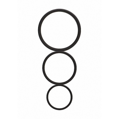 Pierścienie erekcyjne Flat Cock Ring Set Black - spłaszczony profil silikonowy, zestaw 3 rozmiarów (3,5 cm / 4 cm / 4,5 cm) - 1