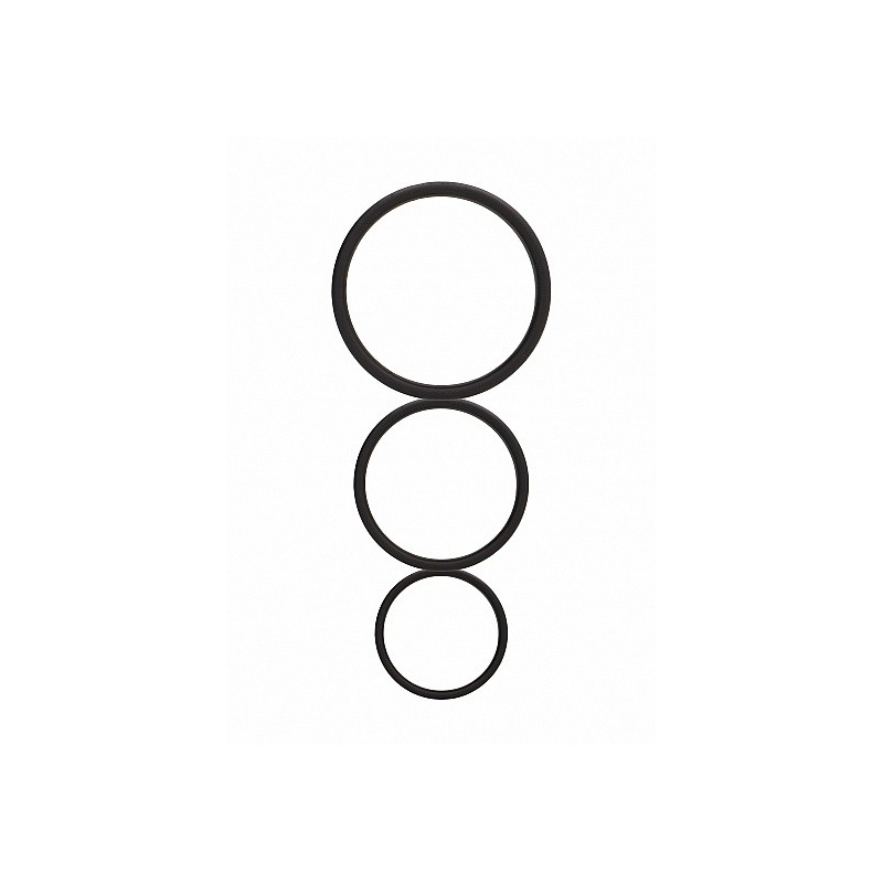Pierścienie erekcyjne Flat Cock Ring Set Black - spłaszczony profil silikonowy, zestaw 3 rozmiarów (3,5 cm / 4 cm / 4,5 cm) - 1