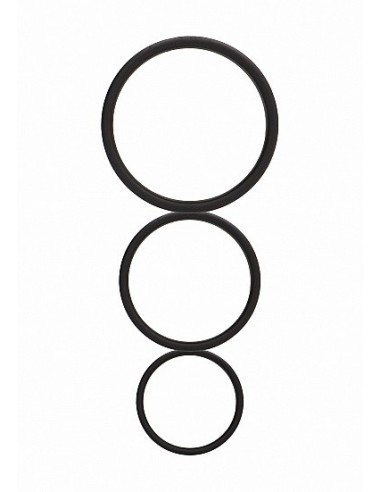 Zestaw pierścieni erekcyjnych na penisa Flat Cock Ring Set - Black - Pierścienie erekcyjne niewibrujące - 1