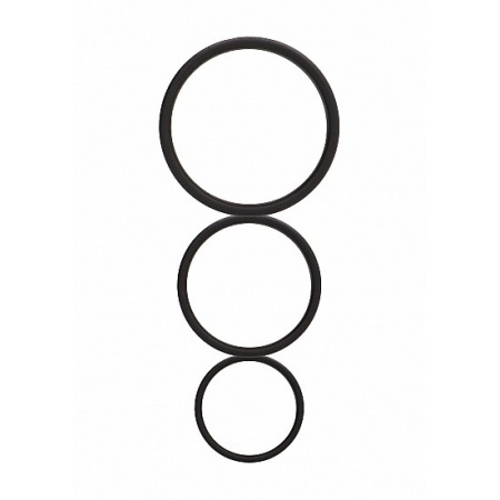 Pierścienie erekcyjne Flat Cock Ring Set Black - spłaszczony profil silikonowy, zestaw 3 rozmiarów (3,5 cm / 4 cm / 4,5 cm) - 1