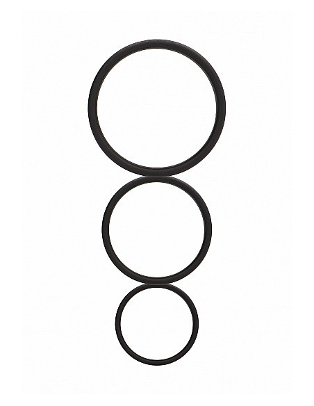 Zestaw pierścieni erekcyjnych na penisa Flat Cock Ring Set - Black - Pierścienie erekcyjne niewibrujące - 1