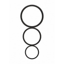 Pierścienie erekcyjne Flat Cock Ring Set Black - spłaszczony profil silikonowy, zestaw 3 rozmiarów (3,5 cm / 4 cm / 4,5 cm) - 1