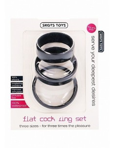 Zestaw pierścieni erekcyjnych na penisa Flat Cock Ring Set - Black - Pierścienie erekcyjne niewibrujące - 1 2