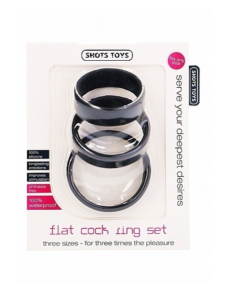 Zestaw pierścieni erekcyjnych na penisa Flat Cock Ring Set - Black - Pierścienie erekcyjne niewibrujące - 2