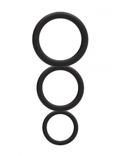 Zestaw pierścieni erekcyjnych na penisa Round Cock Ring Set - Black - Pierścienie erekcyjne niewibrujące - 1