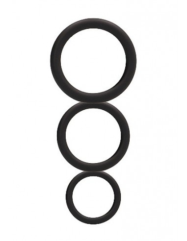 Zestaw pierścieni erekcyjnych na penisa Round Cock Ring Set - Black - Pierścienie erekcyjne niewibrujące - 1