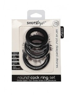 Zestaw pierścieni erekcyjnych na penisa Round Cock Ring Set - Black - Pierścienie erekcyjne niewibrujące - 1 2
