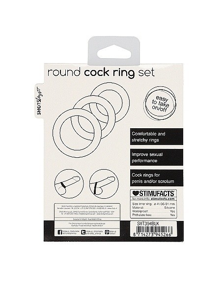 Zestaw pierścieni erekcyjnych na penisa Round Cock Ring Set - Black - Pierścienie erekcyjne niewibrujące - 3