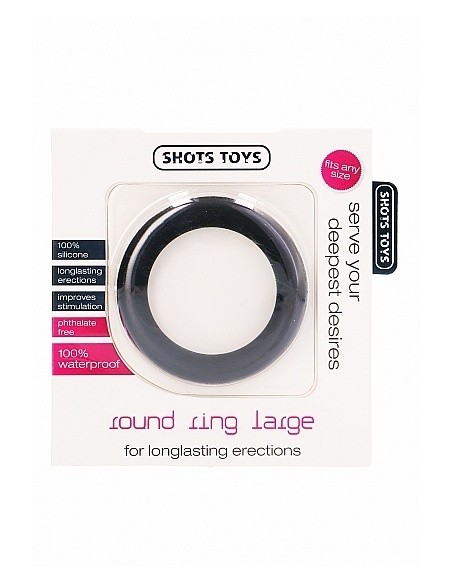 Pierścień na Penisa na penisa Round Cock Ring - Black - Large - Pierścienie erekcyjne niewibrujące - 2