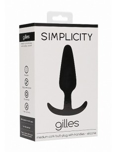 Korek analny zatyczka GILLES medium cork butt-plug with handles - Black - Korki analne pozostałe - 1 2