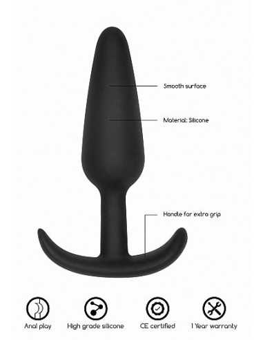 Korek analny zatyczka GILLES medium cork butt-plug with handles - Black - Korki analne pozostałe - 8