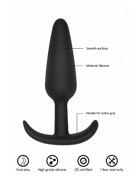 Korek analny zatyczka GILLES medium cork butt-plug with handles - Black - Korki analne pozostałe - 8