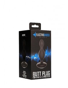 Wibrujący korek analny E-Stimulation Vibrating Buttplug - Black - Kulki i korki analne wibrujące - 1 2