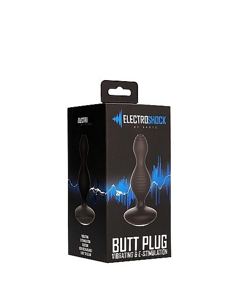 Wibrujący korek analny E-Stimulation Vibrating Buttplug - Black - Kulki i korki analne wibrujące - 2