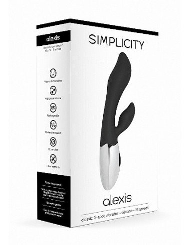 Wibrator króliczek ALEXIS Classic G-spot vibrator - Black - Wibratory Króliczki - 2