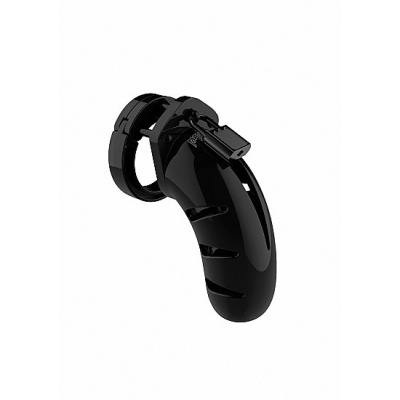 Klatka erekcyjna Model 03 Chastity z poliwęglanu, 11,4 cm, z zamkiem i regulowanym paskiem, czarna - 1