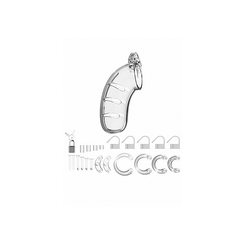 Klatka erekcyjna Model 03 Chastity - trójelementowa, przezroczysta konstrukcja z poliwęglanu, długość 11,43 cm - 3
